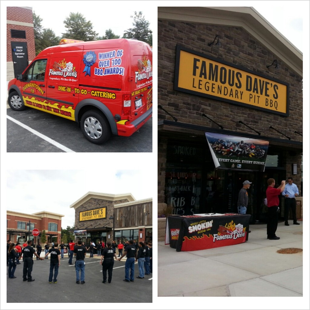 Opening day for Famous Dave's Germantown. Part of our regular route of Window Cleaning Customers. 