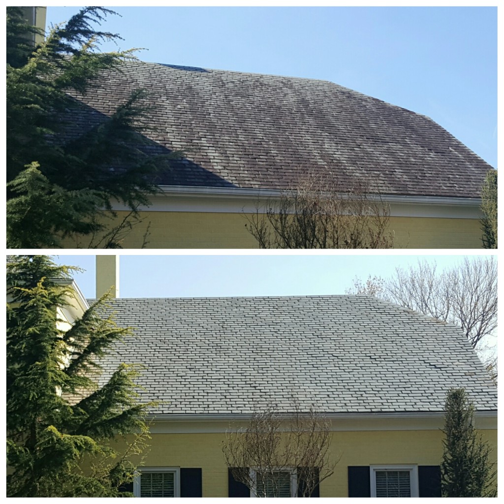 Slate roof cleaning by brightview cleaning, potomac maryland