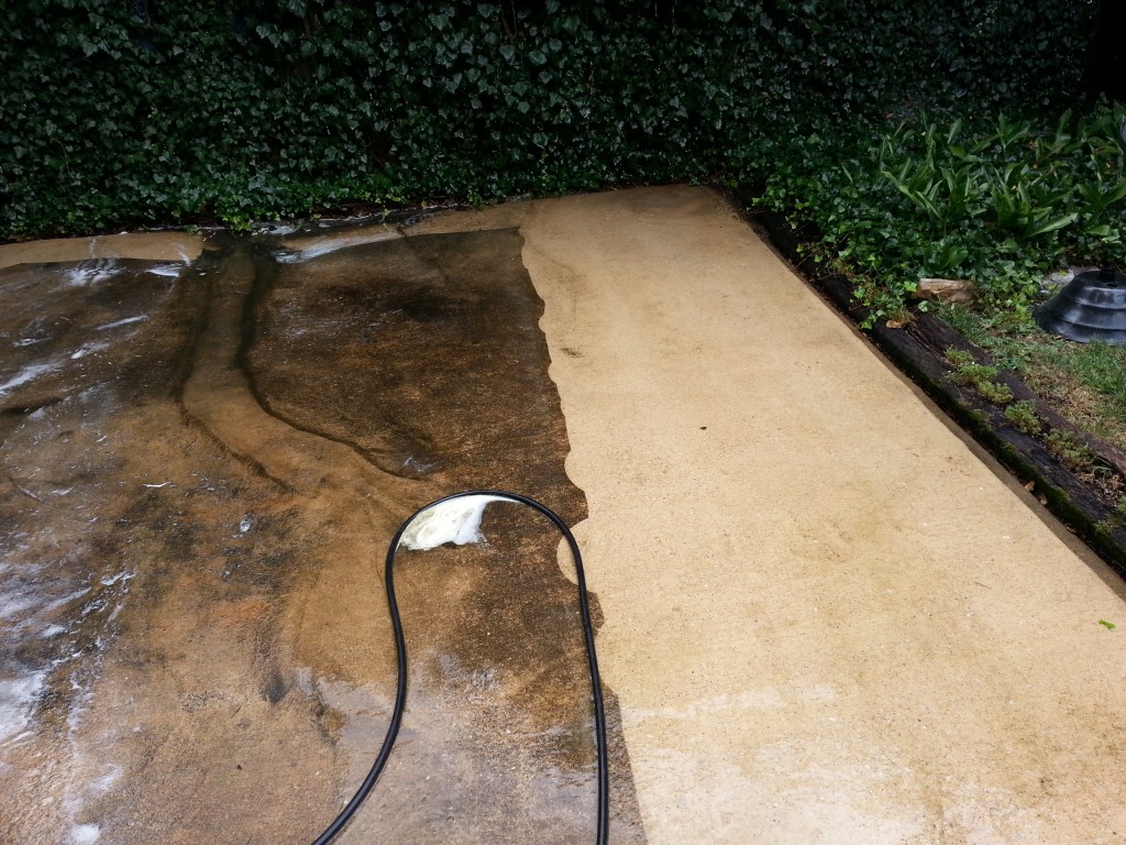 pressure washing during