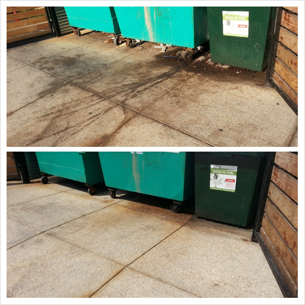 Dumpster pad clean up power washing